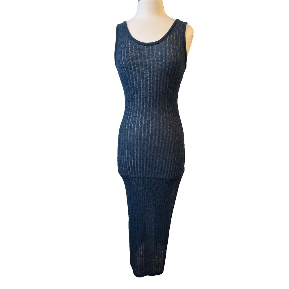 Shade‎ & Shore Sexy Open Knit Bodycon Maxi Dress Teal Blue Women's XS Boho Beach